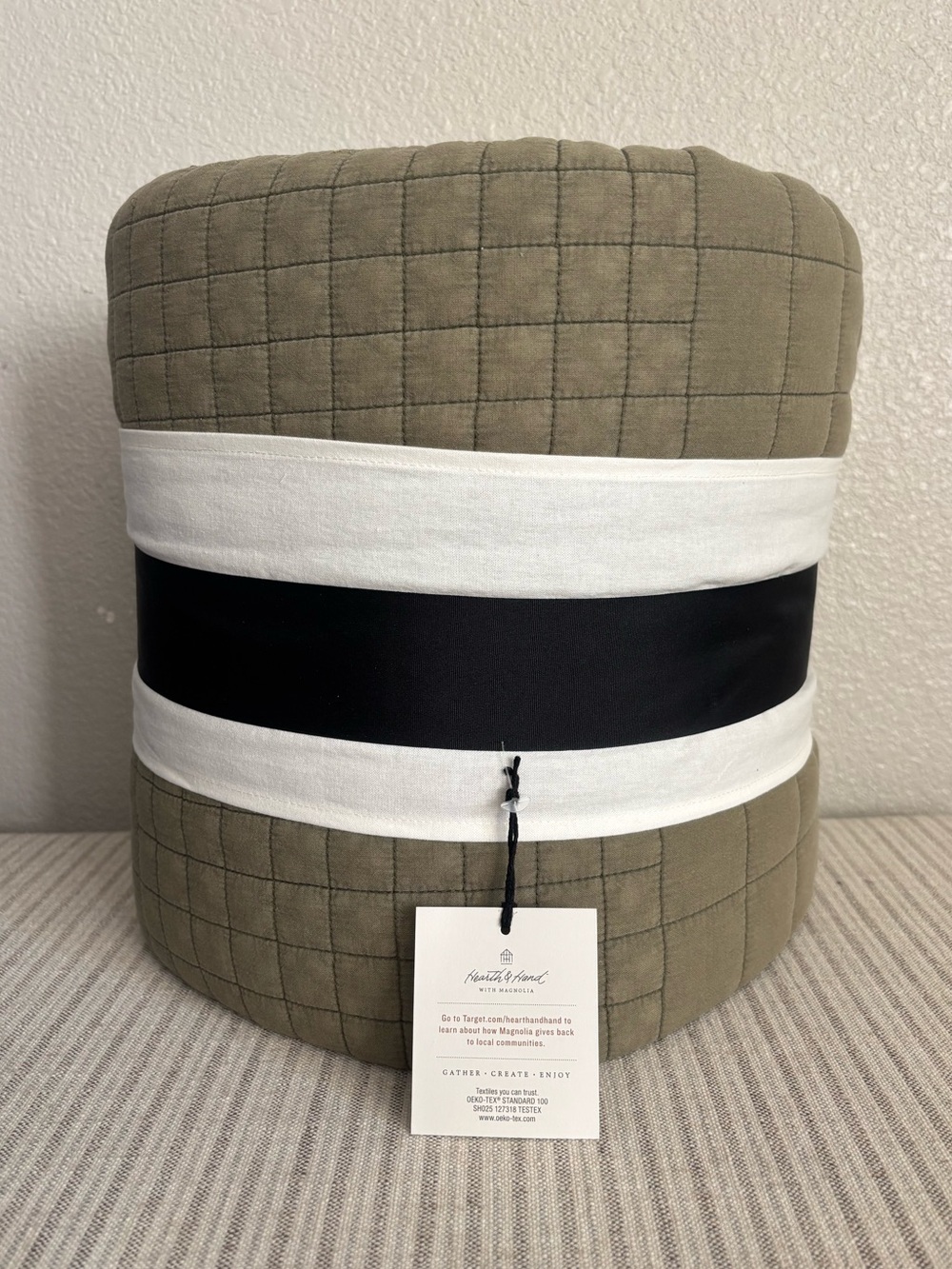 NWT Full/Queen Grid Stitch Quilt Green - Hearth & Hand with Magnolia